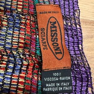 Missoni Multicolor Open Knit Scarf with Purple Stripe